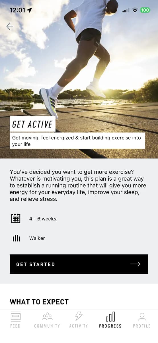 adidas Running progress statistics
