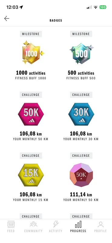 Badges and challenges with milestone medals