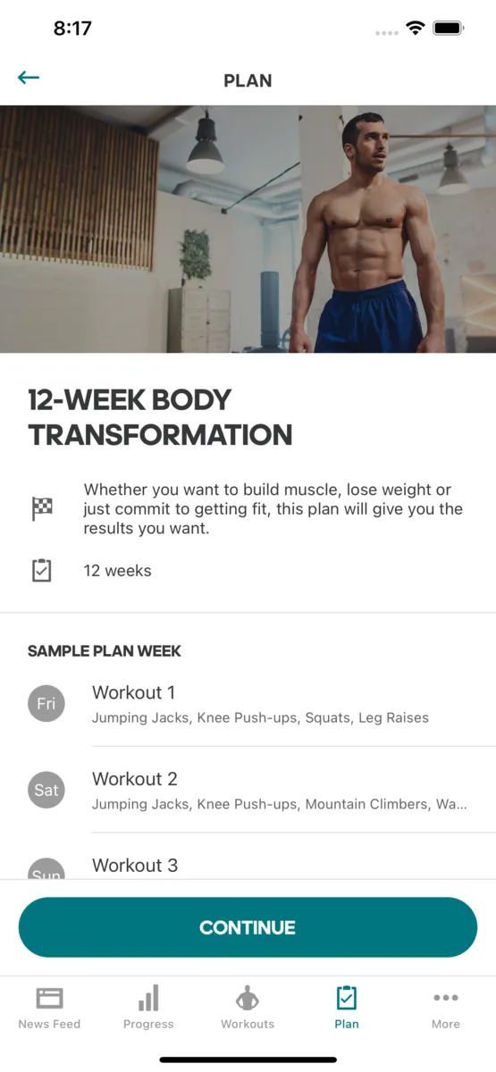 Workout Creator edit screen